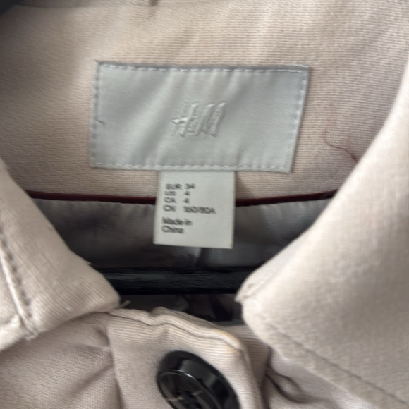 H&M Pea Coat Taupe Wool Ruffle - Picture 2 of 13